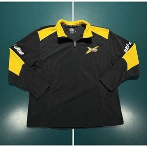 Vintage BRP Team Ski-Doo Racing Fleece 1/4 Zip Pullover Sweatshirt Mens XL Black
